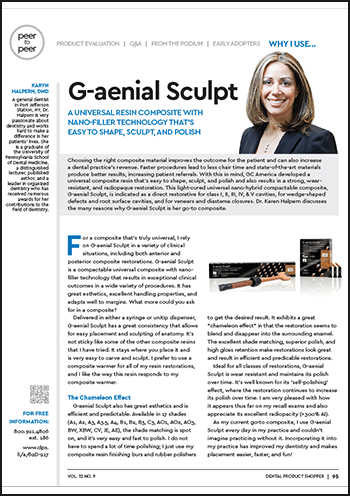 G-aenial Sculpt, A Universal Resin Composite with Nano-filler Technology That's Easy to Shape, Sculpt, and Polish